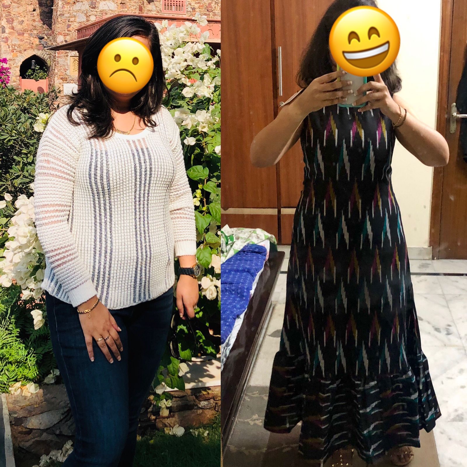 Before and after weight loss transformation